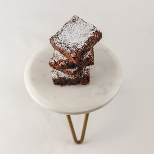 Fudgy Belgian chocolate brownie with pecans  — fresh and ready for pickup at Shelíss Bakeshop.